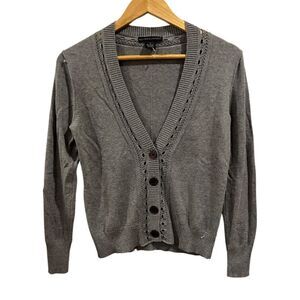 Preswick And Moore Gray Button crochet sweater size S